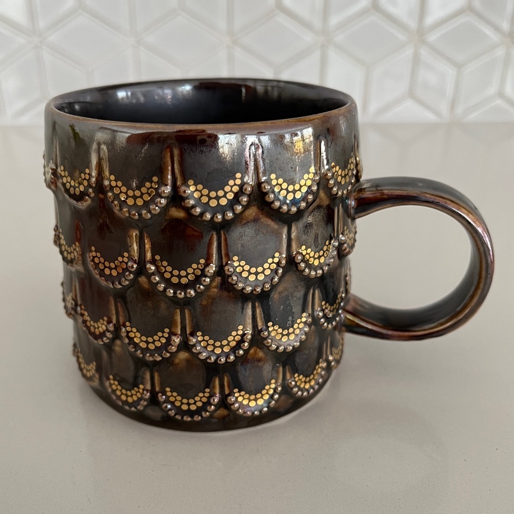 STARBUCKS 2015 Anniversary Collection Mermaid Siren 3D Scale Metallic Mug 10 oz